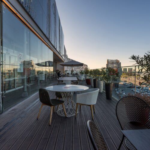 MOSO Bamboo X-treme decking on a terras by Ikea in Oporto