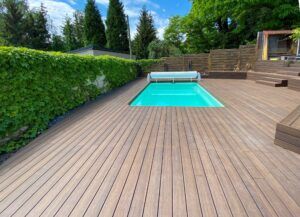 Bamboo X-treme® Decking is installed on Grad system in a private residence in Kaltenhouse